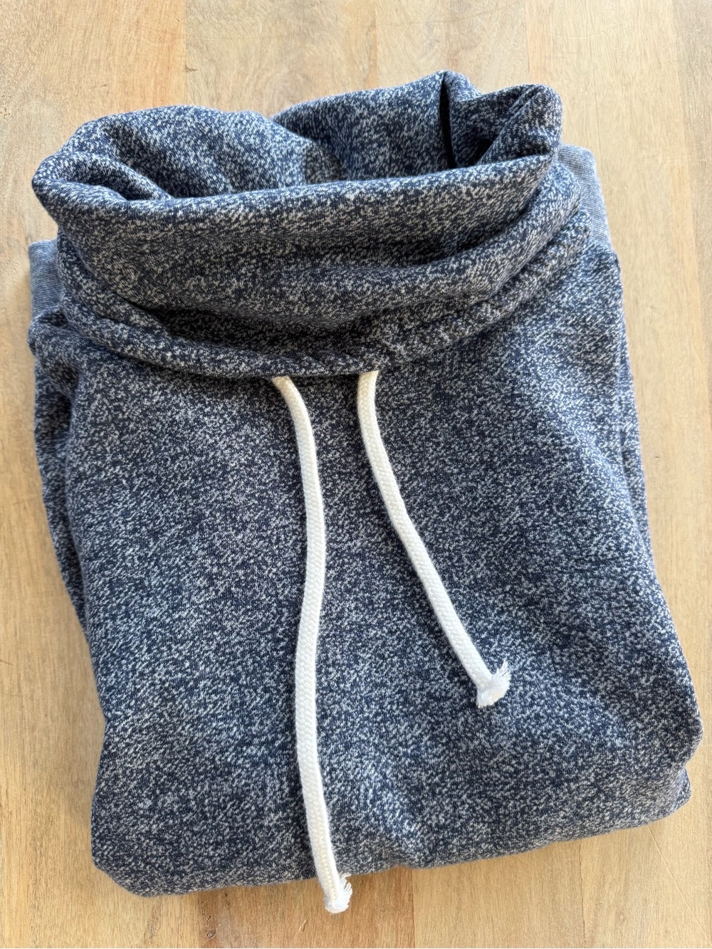 Men's H&M Heather Navy Funnel Neck Sweater with Drawstring